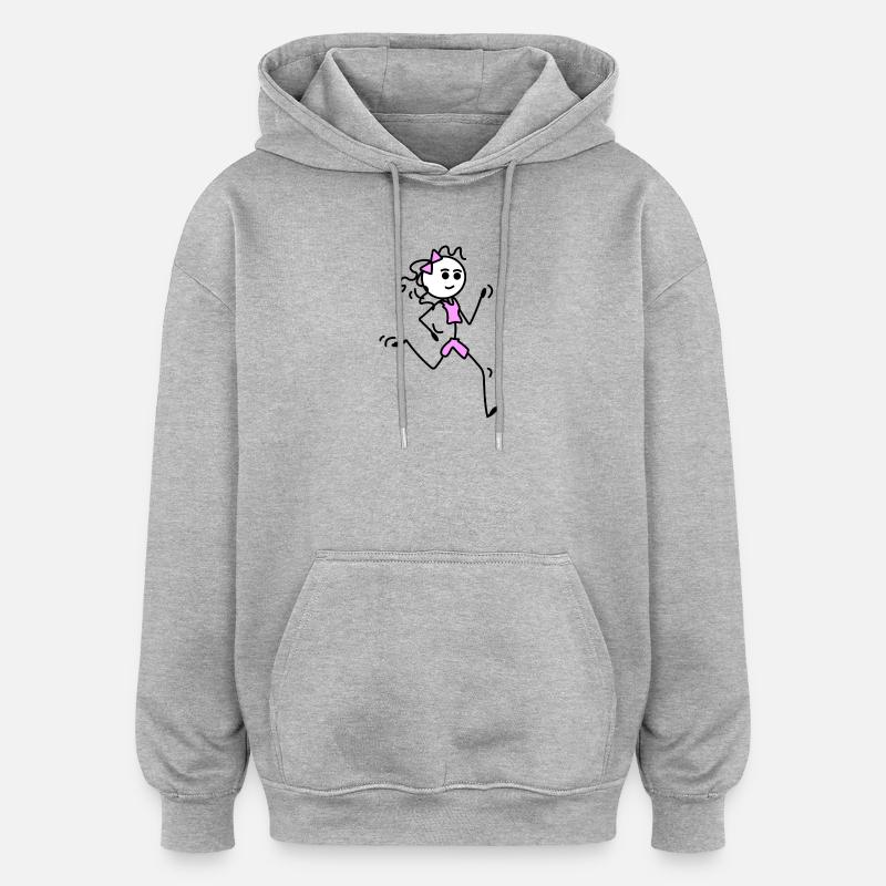 Je cours, coureuse avec nœud papillon - Sweat à capuche oversize unisexe - gris chiné