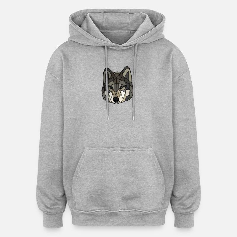 Wolf blanko - Oversized Unisex Hoodie - Grau meliert