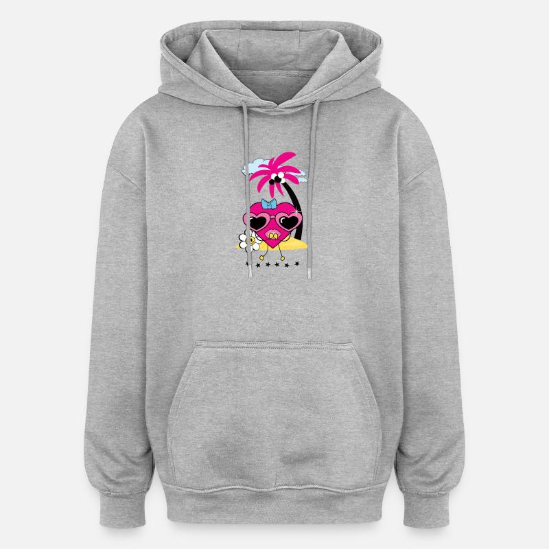 Herz auf Insel - Oversized Unisex Hoodie - Grau meliert