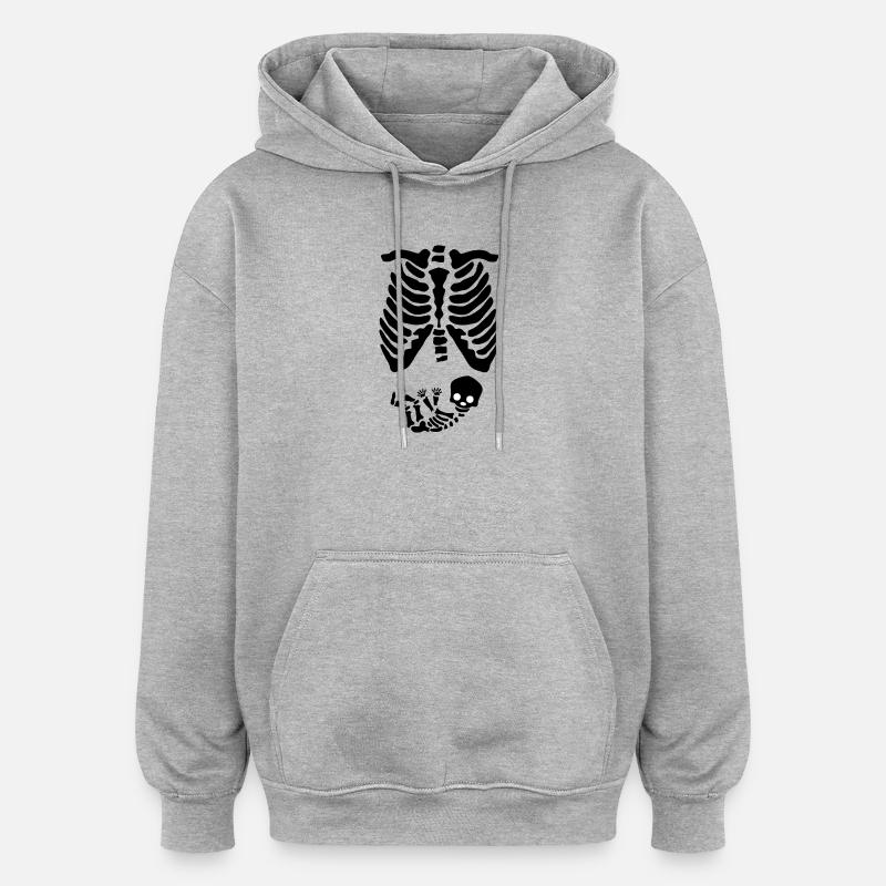 Grossesse Enceinte Mère Bébé Ventre Parents - Sweat à capuche oversize unisexe - gris chiné