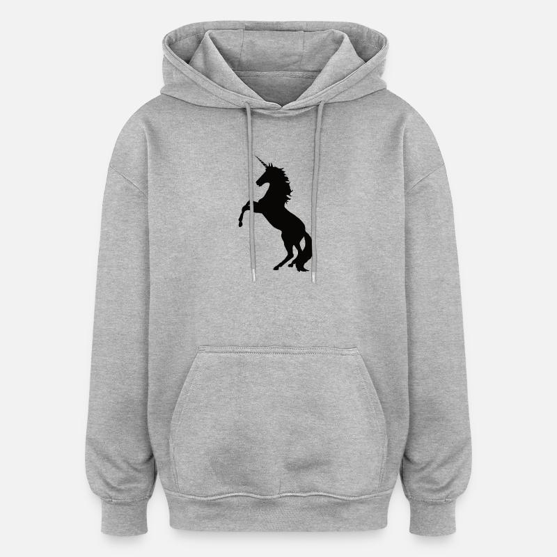 LICORNE - Sweat à capuche oversize unisexe - gris chiné