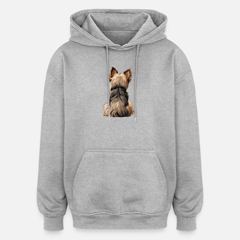 Yorkshire Terrier - Sweat à capuche oversize unisexe - gris chiné
