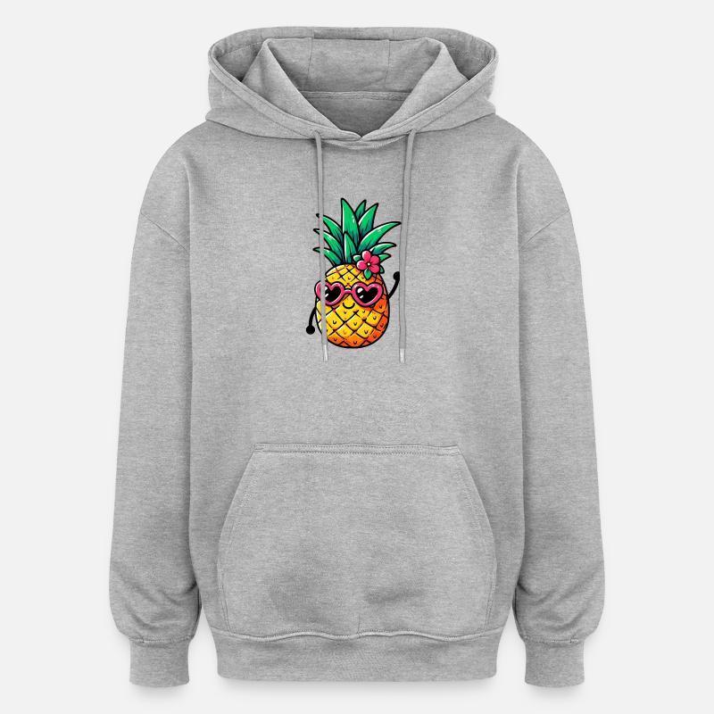 Ananas avec lunettes de soleil - Sweat à capuche oversize unisexe - gris chiné