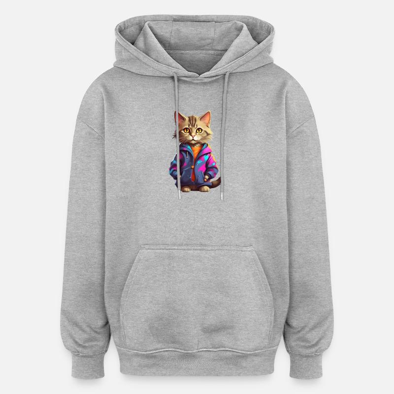 Stilvolle Stadtkatze - Oversized Unisex Hoodie - Grau meliert