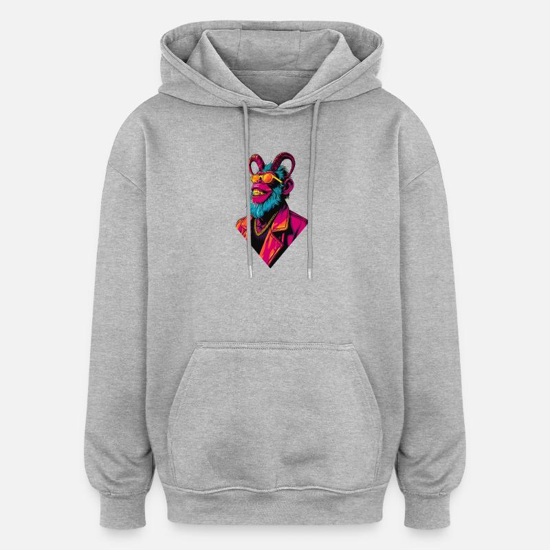Devil Monkey - Oversized Unisex Hoodie - Grau meliert