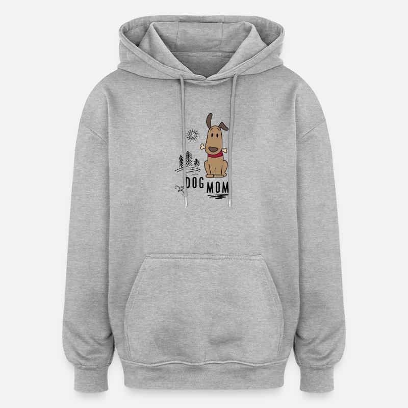Femme avec chien - Sweat à capuche oversize unisexe - gris chiné