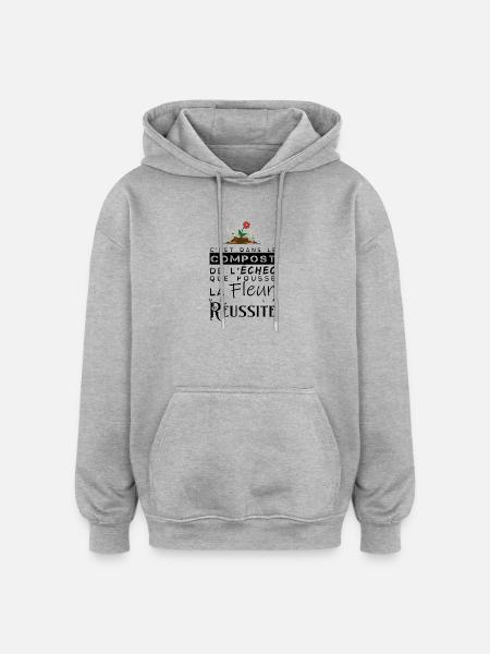 La fleur de la réussite - Sweat à capuche oversize unisexe - gris chiné