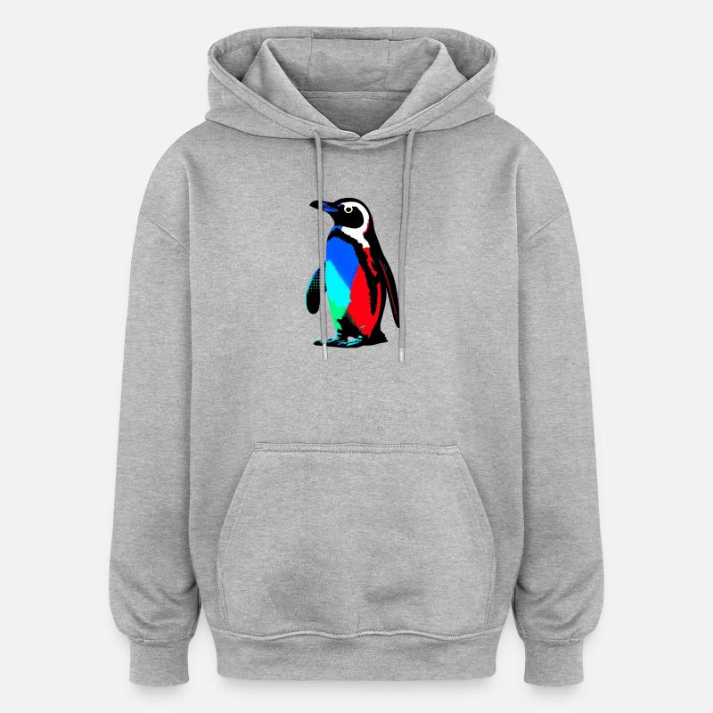 Pinguin - Oversized Unisex Hoodie - Grau meliert