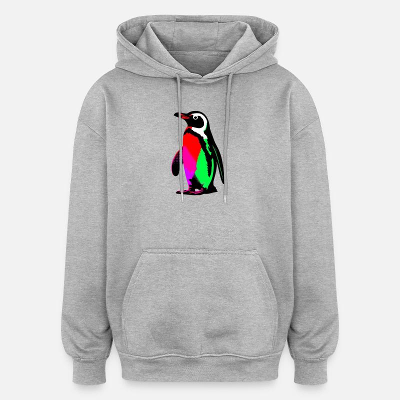 Pingouin - Sweat à capuche oversize unisexe - gris chiné