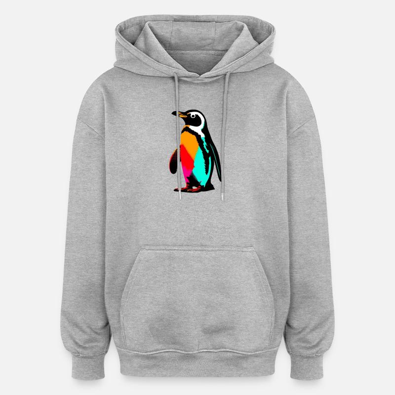 Pingouin - Sweat à capuche oversize unisexe - gris chiné