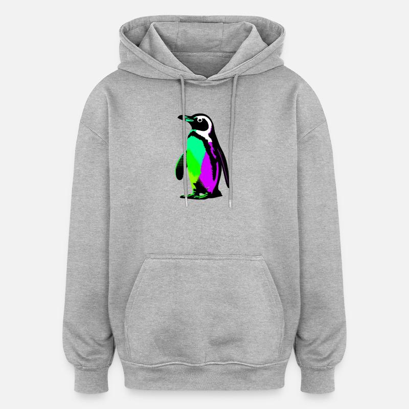 Pingouin - Sweat à capuche oversize unisexe - gris chiné