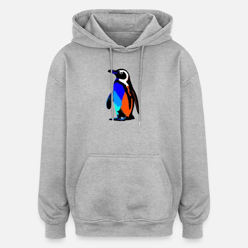 Pingouin - Sweat à capuche oversize unisexe - gris chiné