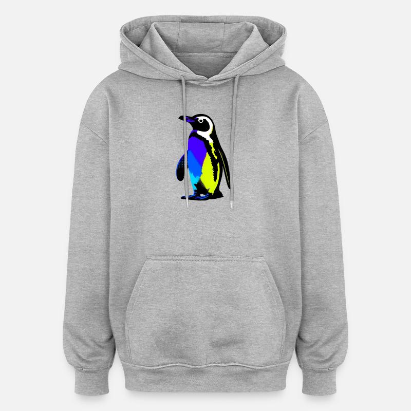 Pinguin - Oversized Unisex Hoodie - Grau meliert