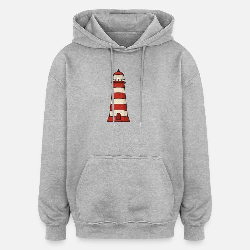phare - Sweat à capuche oversize unisexe - gris chiné