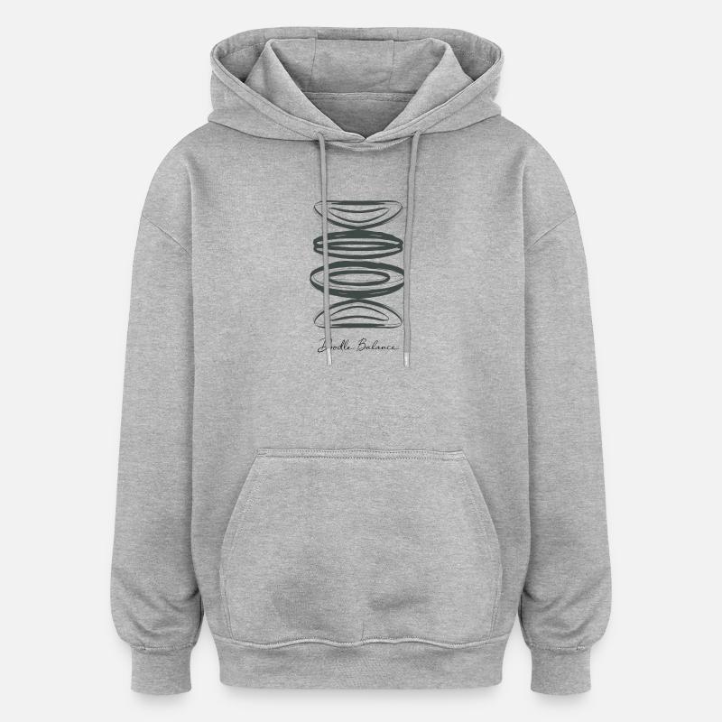 Doodle Balance – Art au trait abstrait - Sweat à capuche oversize unisexe - gris chiné