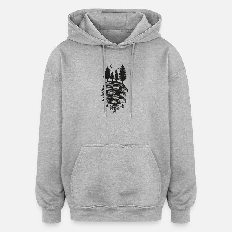 Forêt naturelle de pins - Sweat à capuche oversize unisexe - gris chiné