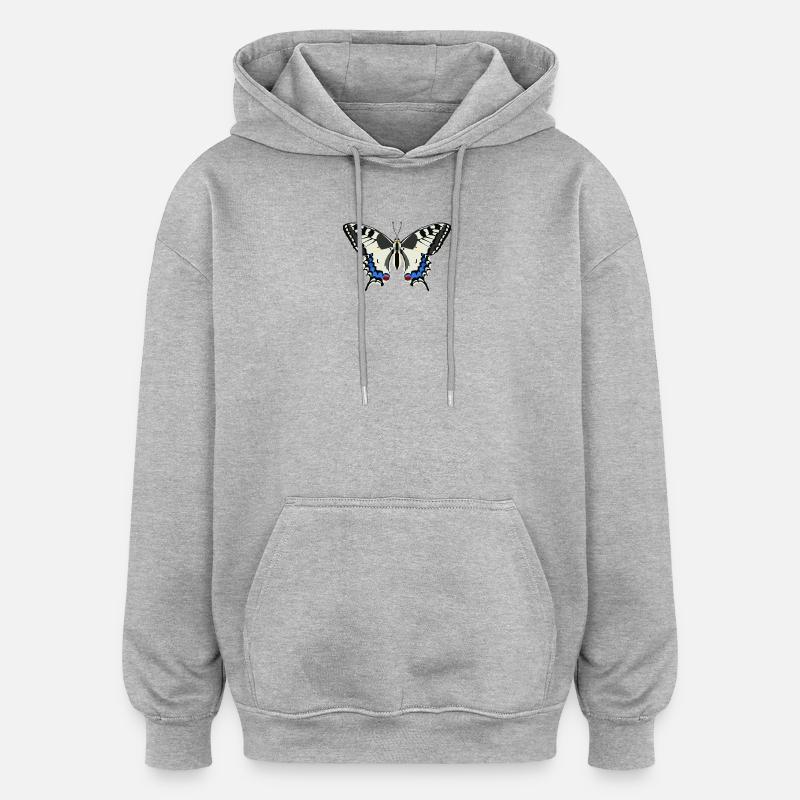 Schmetterlinge: Der Schwalbenschwanz - Oversized Unisex Hoodie - Grau meliert
