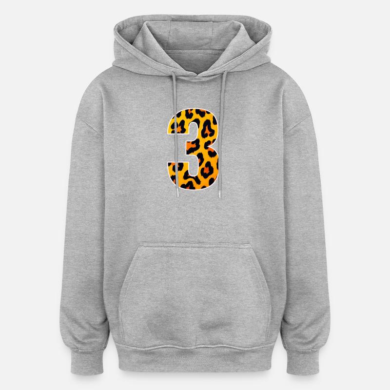 Leopard 3 Zahl Muster - Oversized Unisex Hoodie - Grau meliert