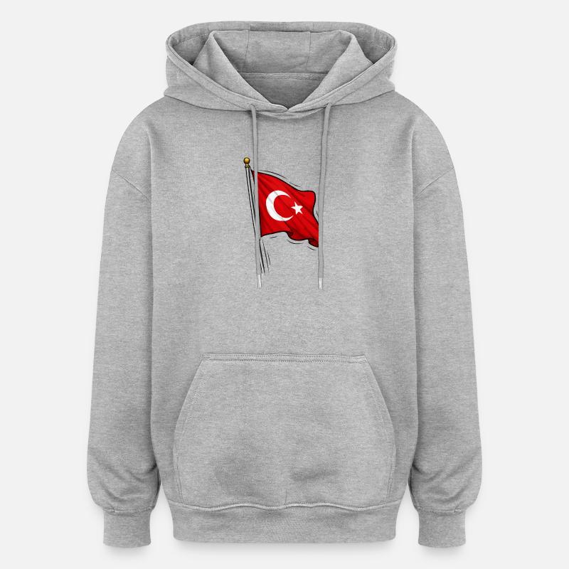Drapeau de la Turquie - Sweat à capuche oversize unisexe - gris chiné