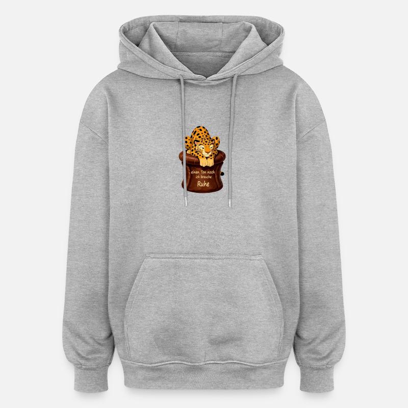 Leopard in Ruhe auf Kuschelsessel - Oversized Unisex Hoodie - Grau meliert