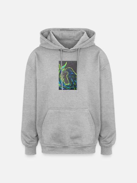 Phoenix in neon plumage - Oversized Unisex Hoodie - heather grey