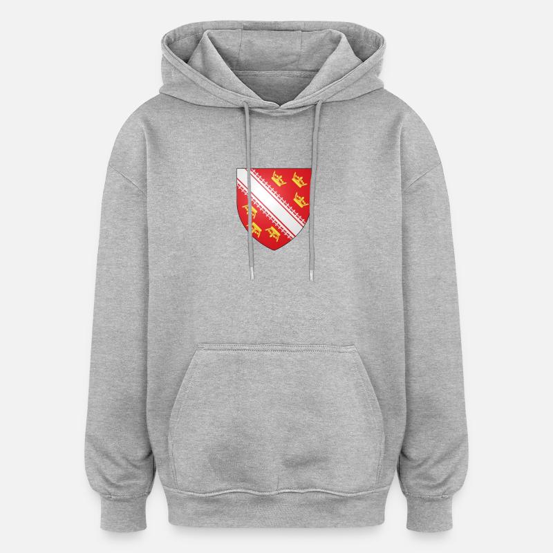 Blason de l'Alsace - Sweat à capuche oversize unisexe - gris chiné