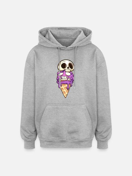 skull - Sweat à capuche oversize unisexe - gris chiné