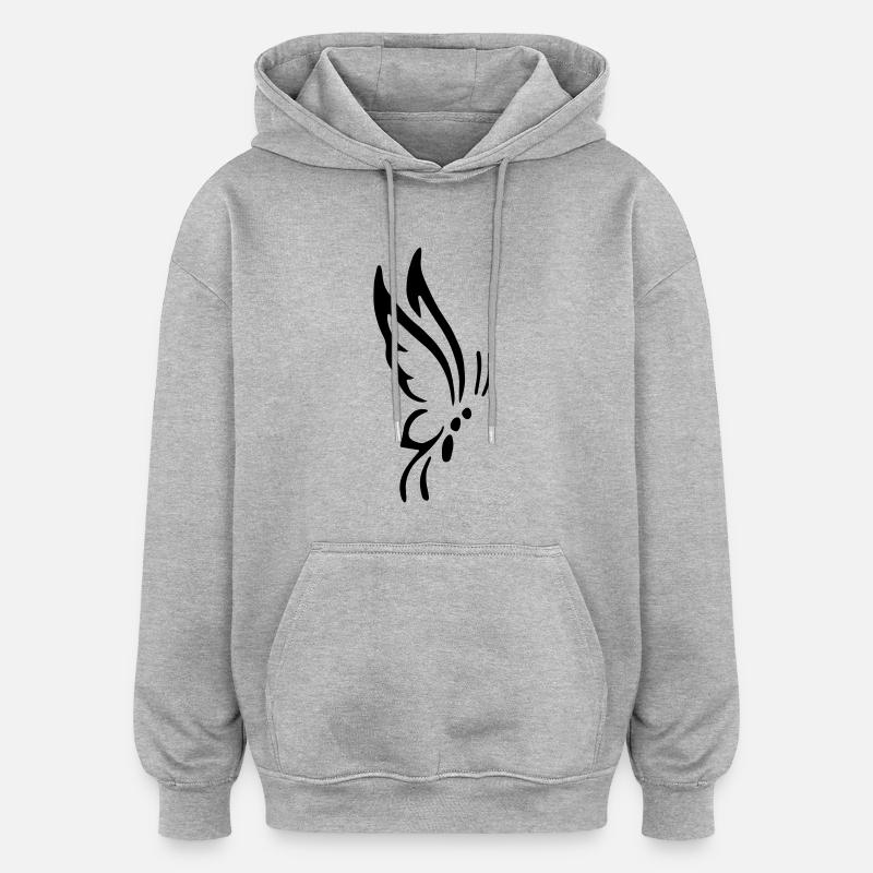 Schmetterling - Oversized Unisex Hoodie - Grau meliert