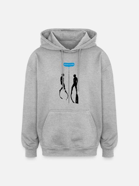 Never Alone Bifins - Oversized Unisex Hoodie - Grau meliert