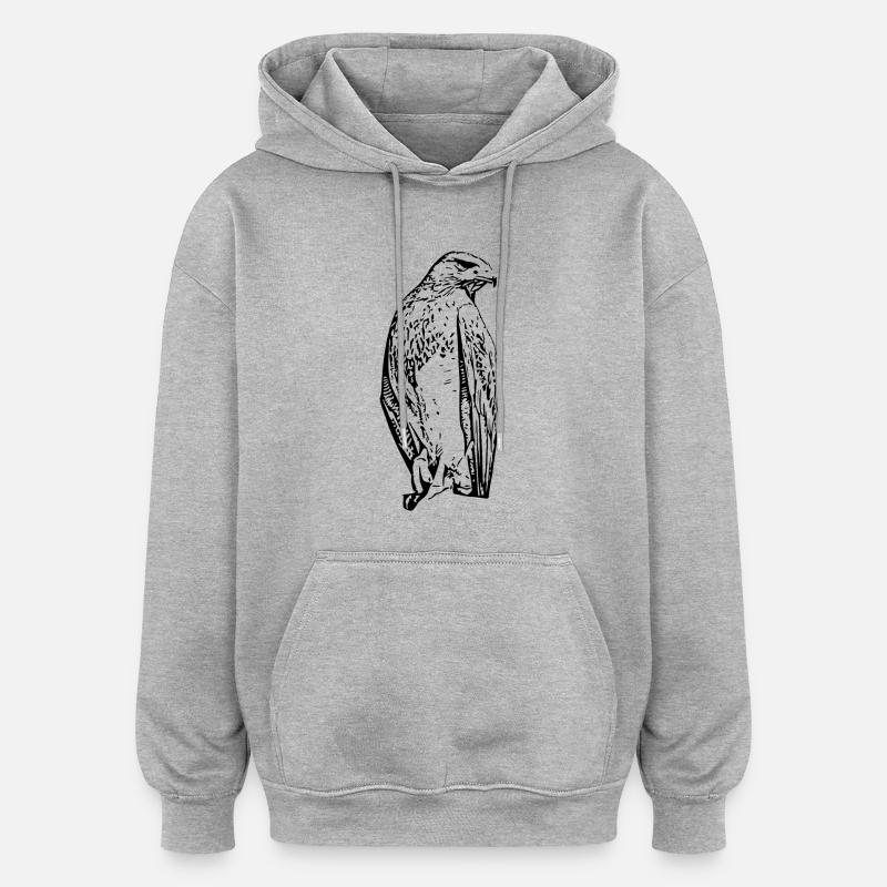Faucons Oiseaux Oiseaux - Sweat à capuche oversize unisexe - gris chiné
