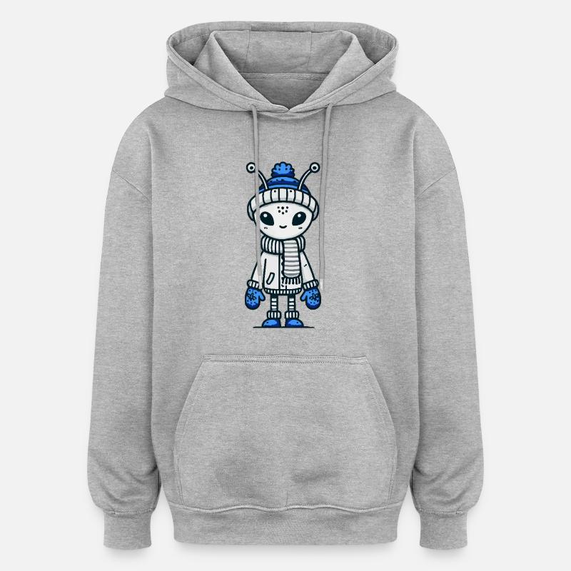 Bande dessinée extraterrestre - Sweat à capuche oversize unisexe - gris chiné