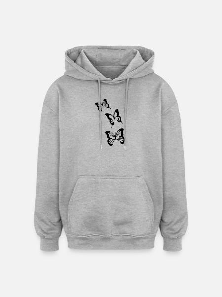 butterflies - Oversized Unisex Hoodie - heather grey