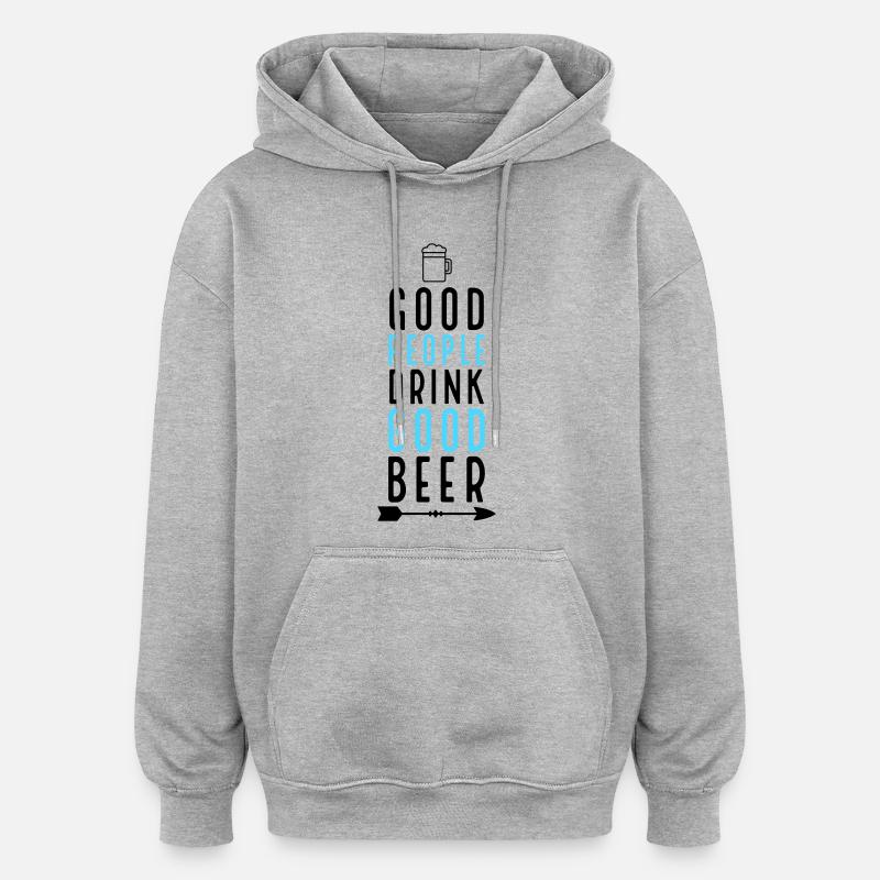 Bier - Oversized Unisex Hoodie - Grau meliert