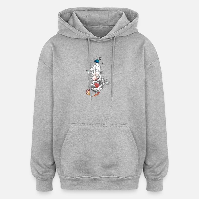 triton sirène poseidon roi des océans - Sweat à capuche oversize unisexe - gris chiné