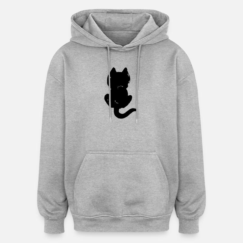 Silhouette cool de chat - Sweat à capuche oversize unisexe - gris chiné