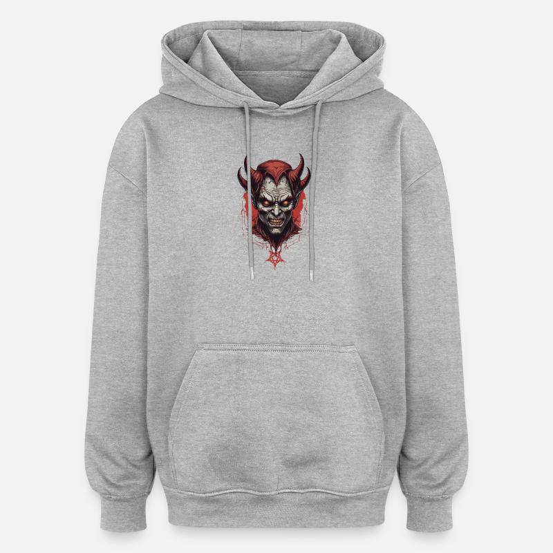 Höllen Dämon Teufel - Oversized Unisex Hoodie - Grau meliert