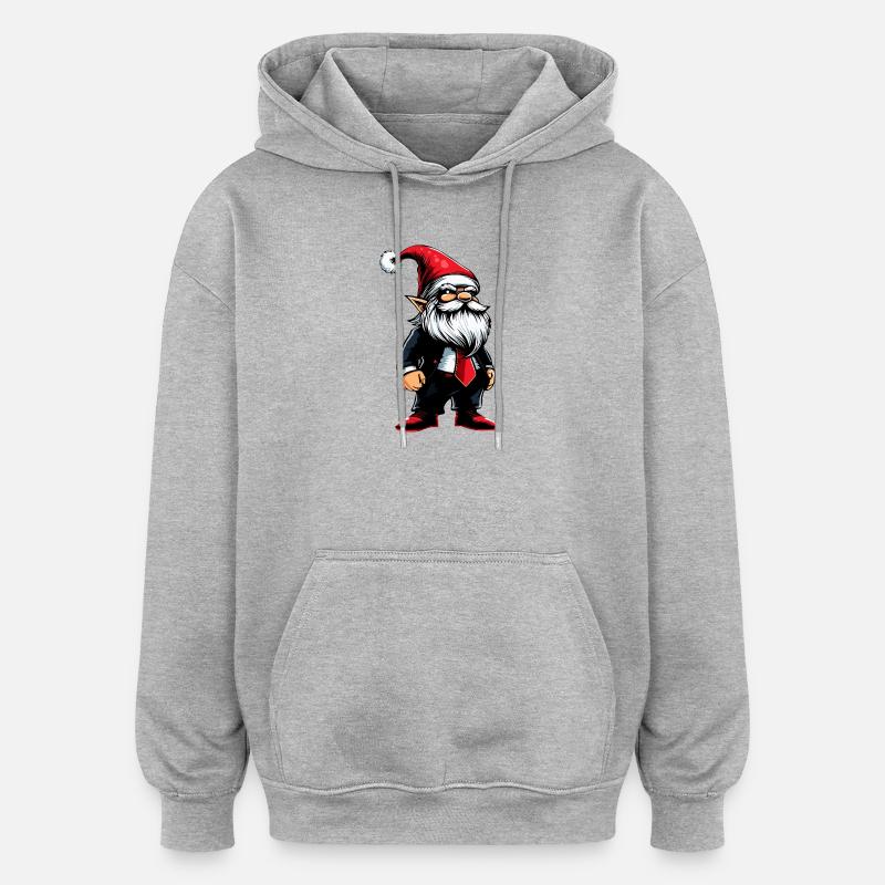 Gnome Noël Gnome - Sweat à capuche oversize unisexe - gris chiné