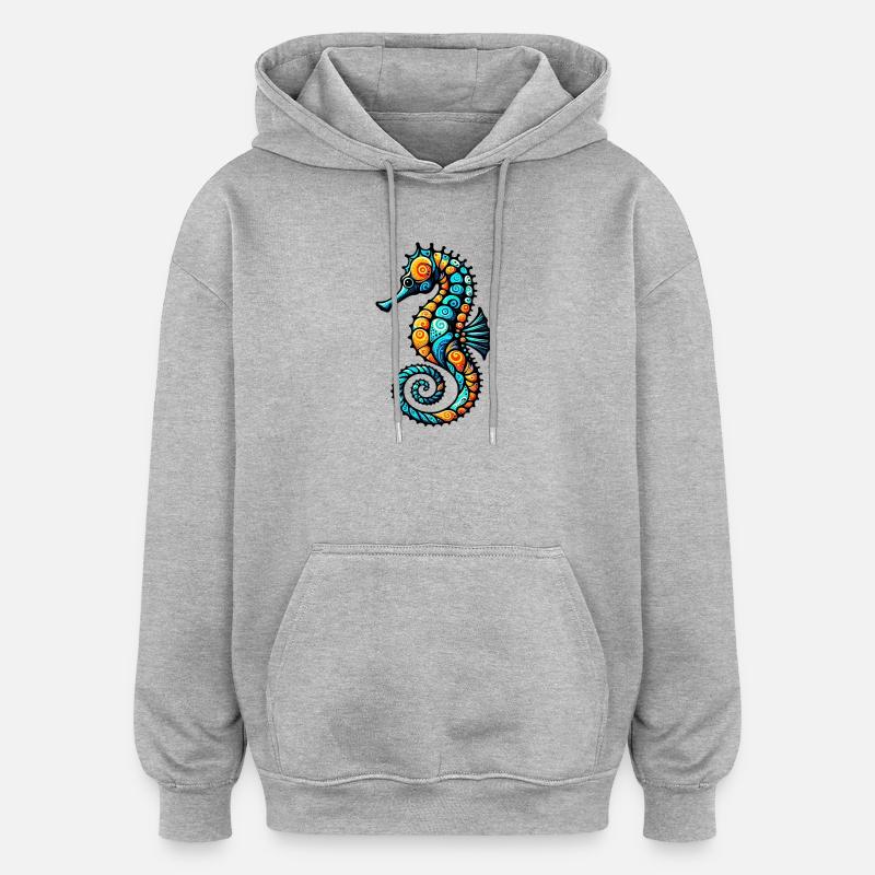 Seepferdchen - Oversized Unisex Hoodie - Grau meliert