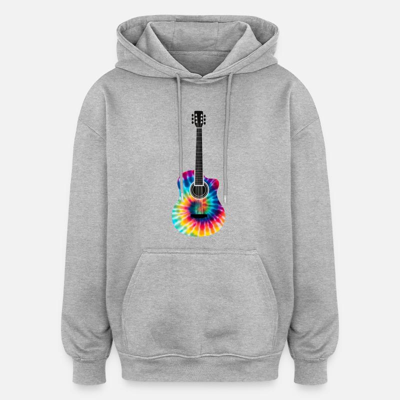 Mehrfarbiges Batik-Gitarrendesign - Oversized Unisex Hoodie - Grau meliert