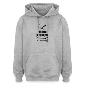 Wound Sutures - Oversized Unisex Hoodie - heather grey - Front - Noah (186cm)