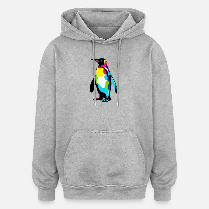 Pingouin - Sweat à capuche oversize unisexe - gris chiné