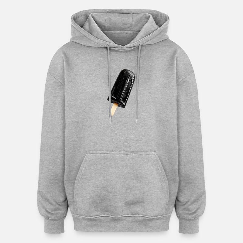 Glace sur bâtonnet noir - Sweat à capuche oversize unisexe - gris chiné