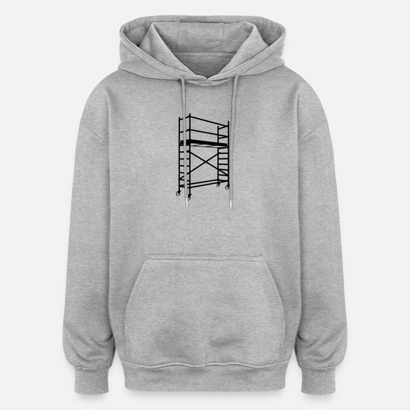 Gerüst mit Rädern – Schattenbild - Oversized Unisex Hoodie - Grau meliert