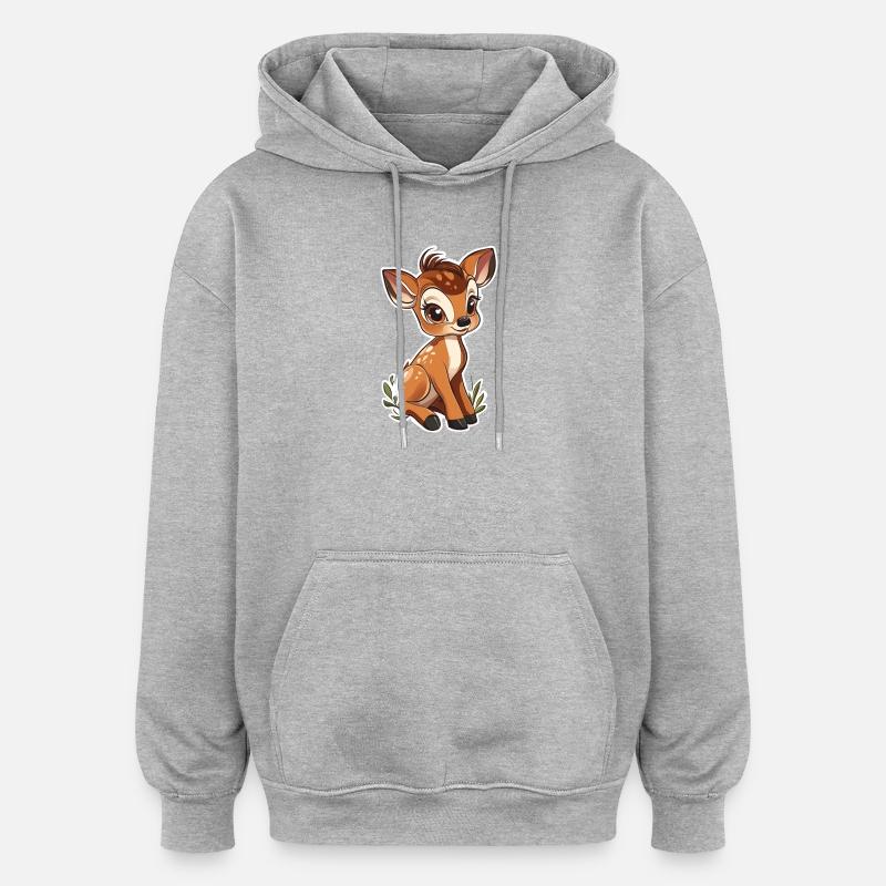 chevreuil - Sweat à capuche oversize unisexe - gris chiné
