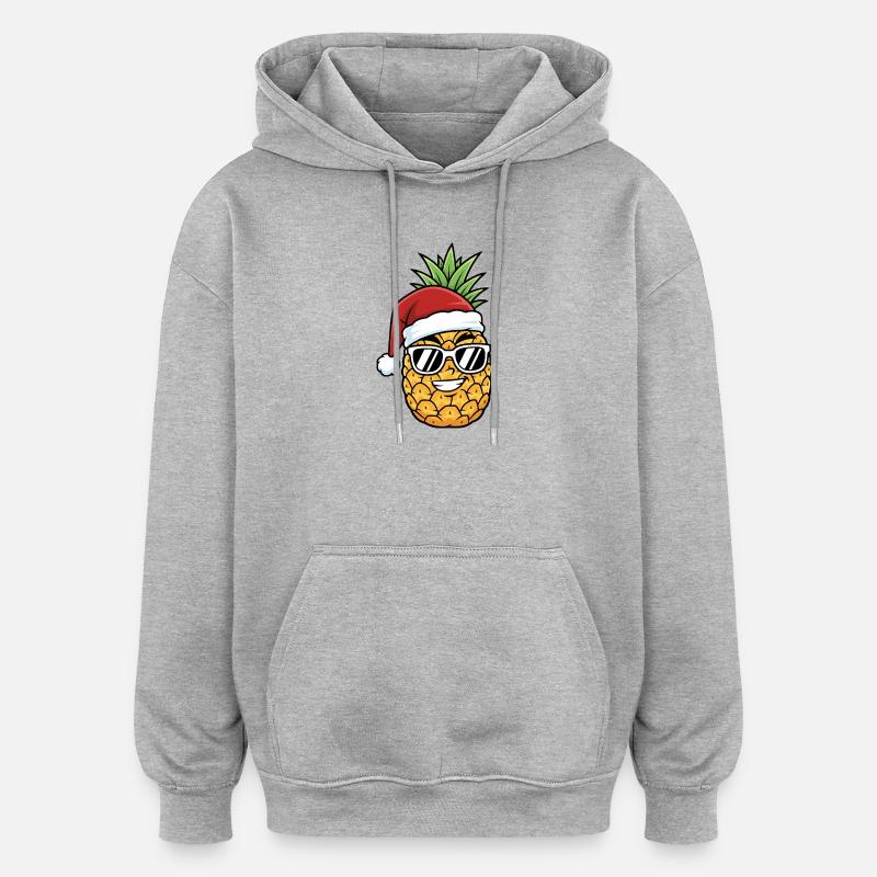 Art de l’ananas de Noël - Sweat à capuche oversize unisexe - gris chiné