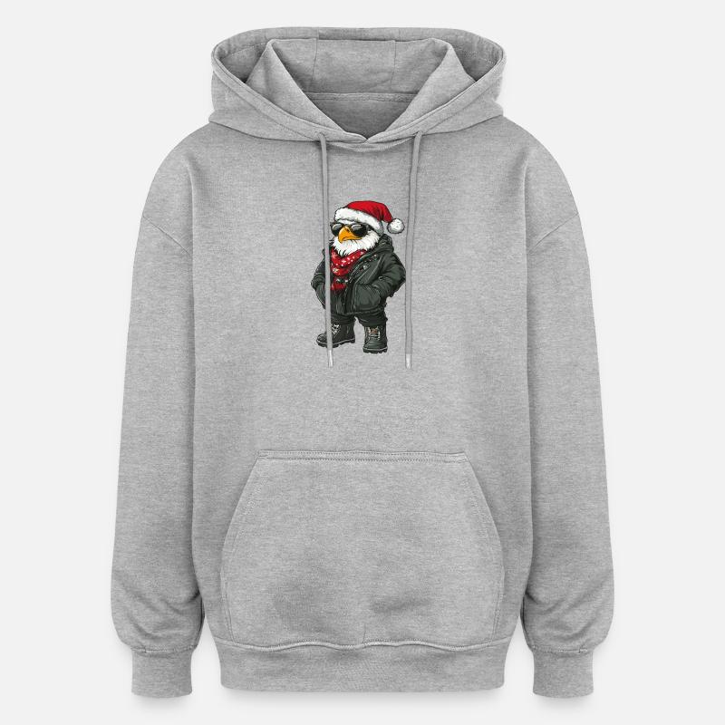 Aigle Noël Hiver - Sweat à capuche oversize unisexe - gris chiné