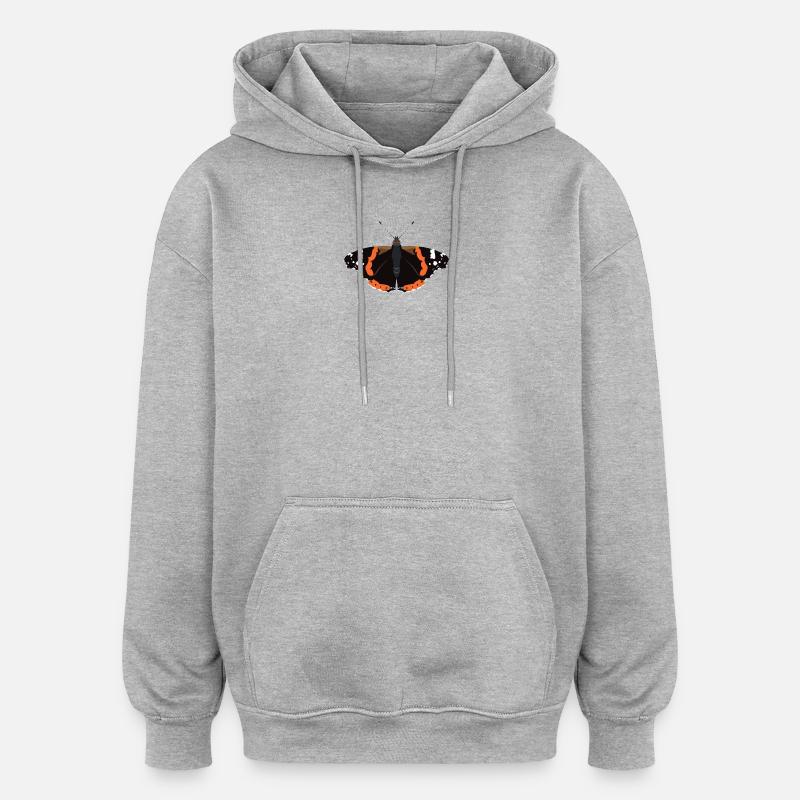Schmetterlinge: Der Admiral - Oversized Unisex Hoodie - Grau meliert