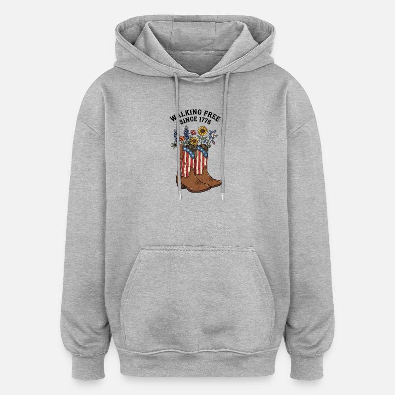 Walking Free Since 1776 Stiefel - Oversized Unisex Hoodie - Grau meliert
