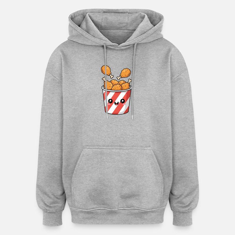Kawaii-Brathähnchen-Eimer - Oversized Unisex Hoodie - Grau meliert