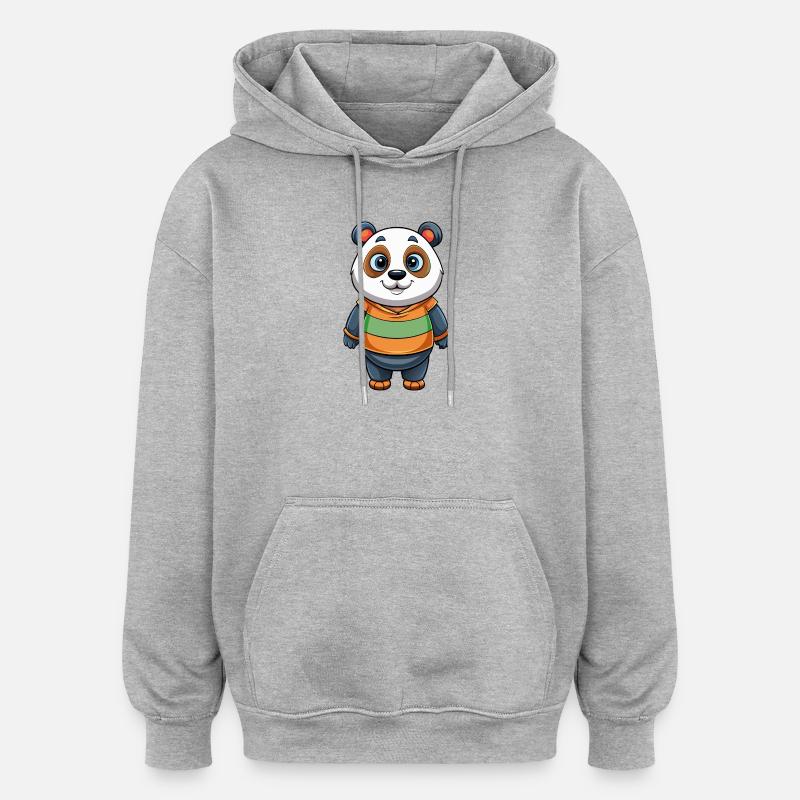 panda - Sweat à capuche oversize unisexe - gris chiné